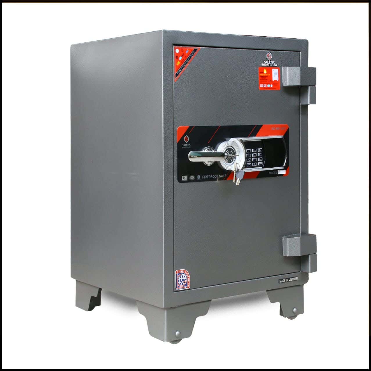 Vaultix Armored Steel Wide Safe Weighing 130 Kg, 69.5 × 49.5 × 49.5 cm - Grey