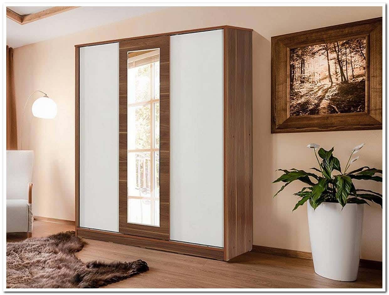 MDF Wood Wardrobe with Sliding Doors, 180x60x200 Cm - Brown White