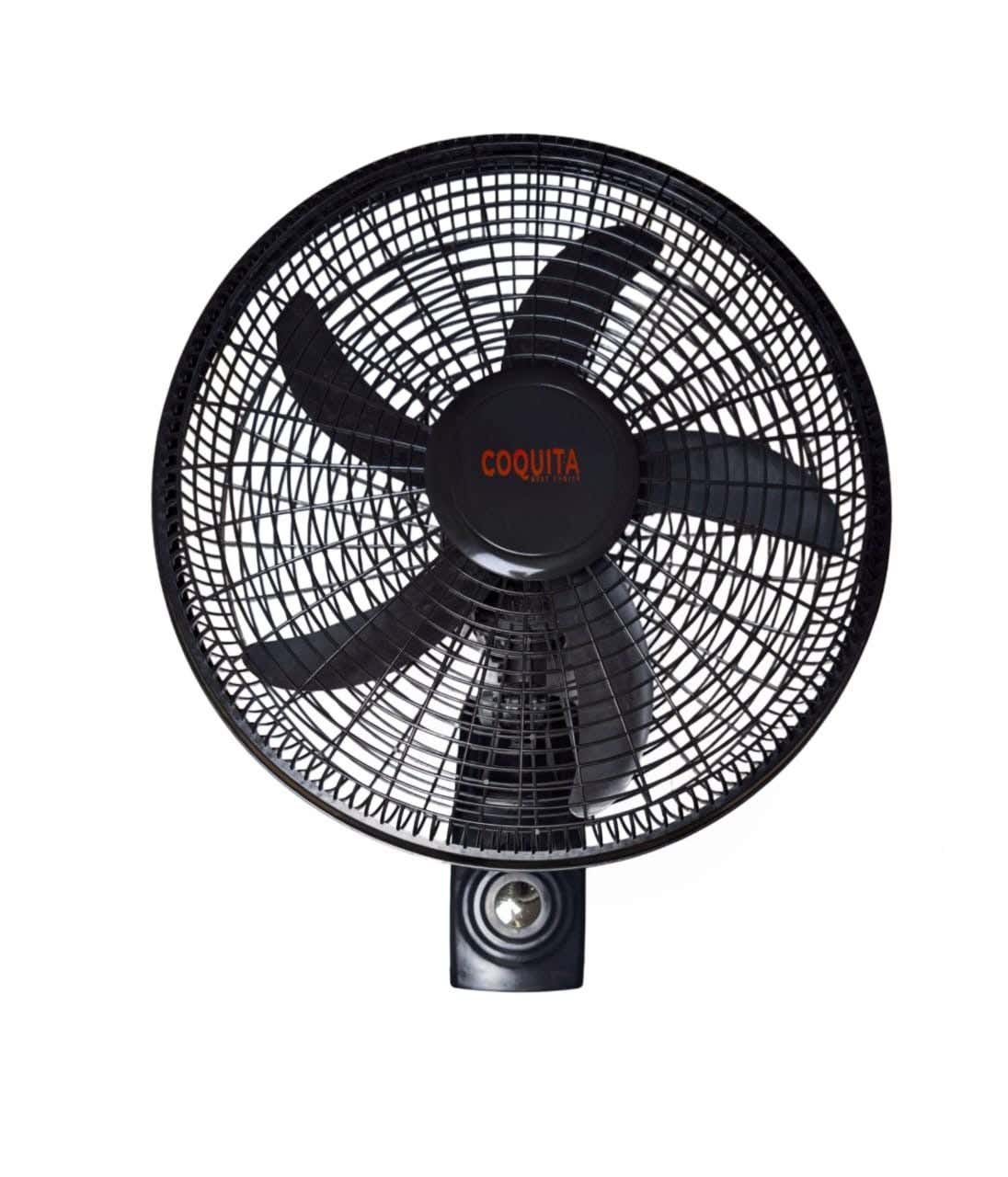 Coquita WA-001P Wall Fan, 18 Inch, 3 Speeds, 5 Blades - Black