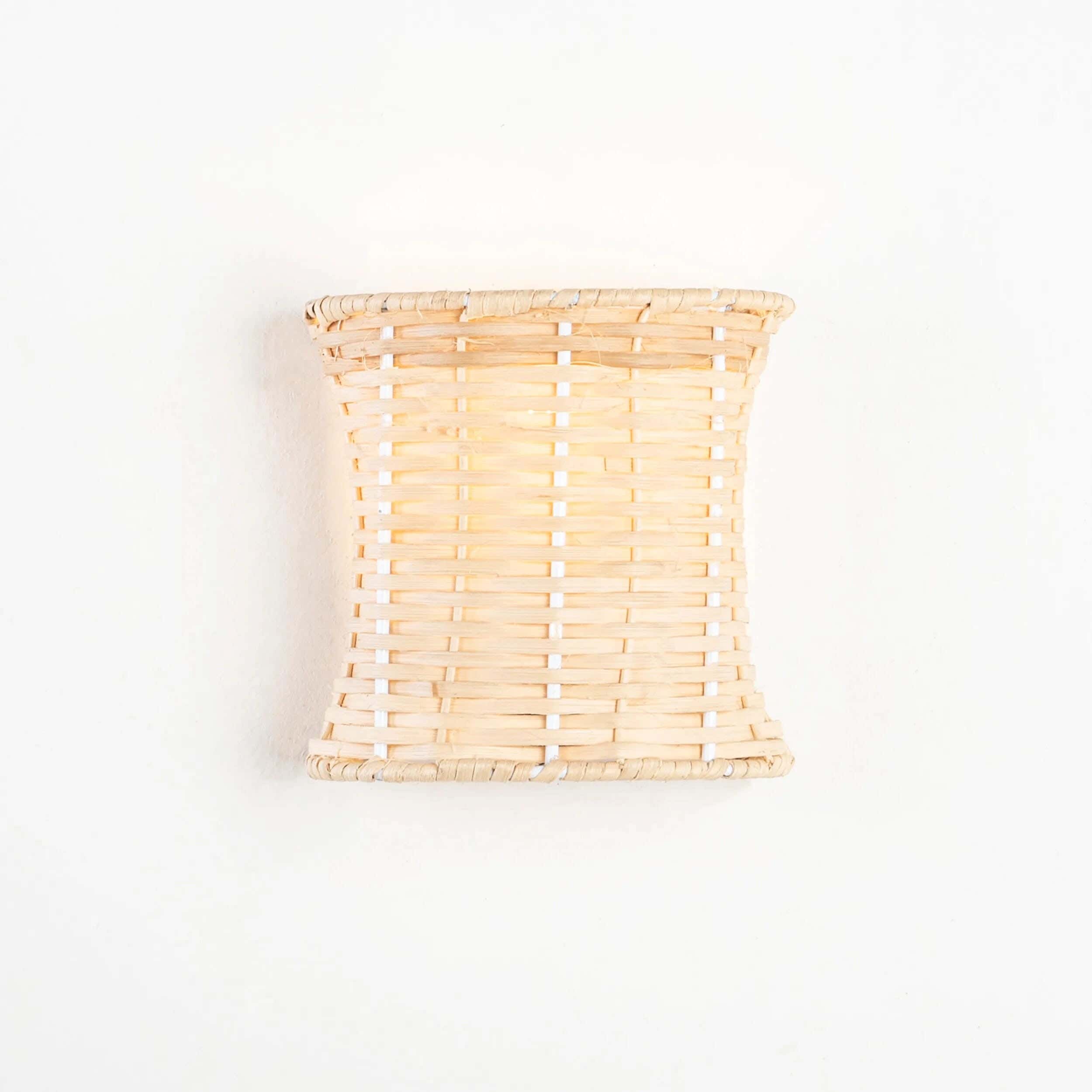 Boho wall sconce, bamboo, 15x15 cm - beige