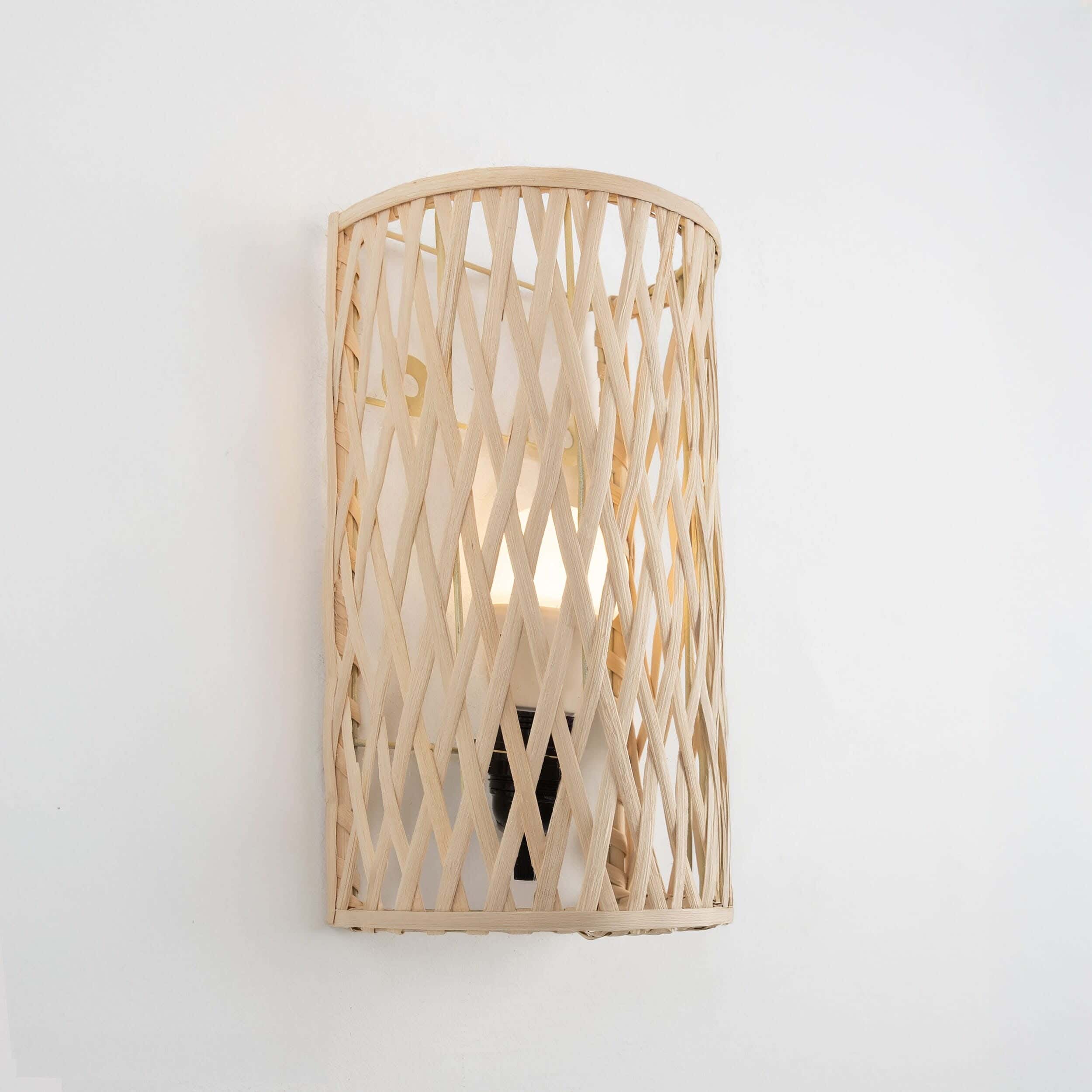 TBS Home Wall Lamp, Bamboo, 15×20×25 cm - Beige