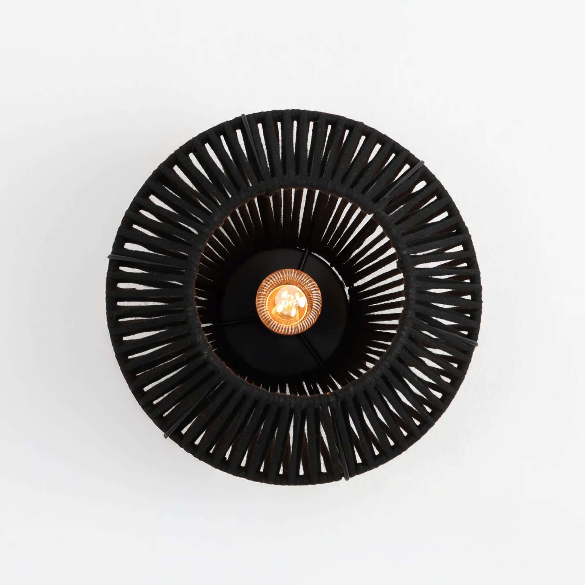 TBS Home wall lamp, macrame cord, 15x27x27 cm - Black