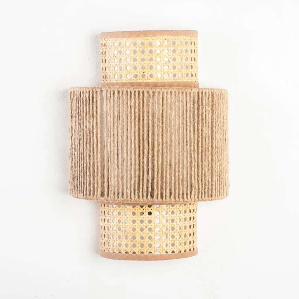 Boho wall sconce, rattan, 20x30 cm - beige