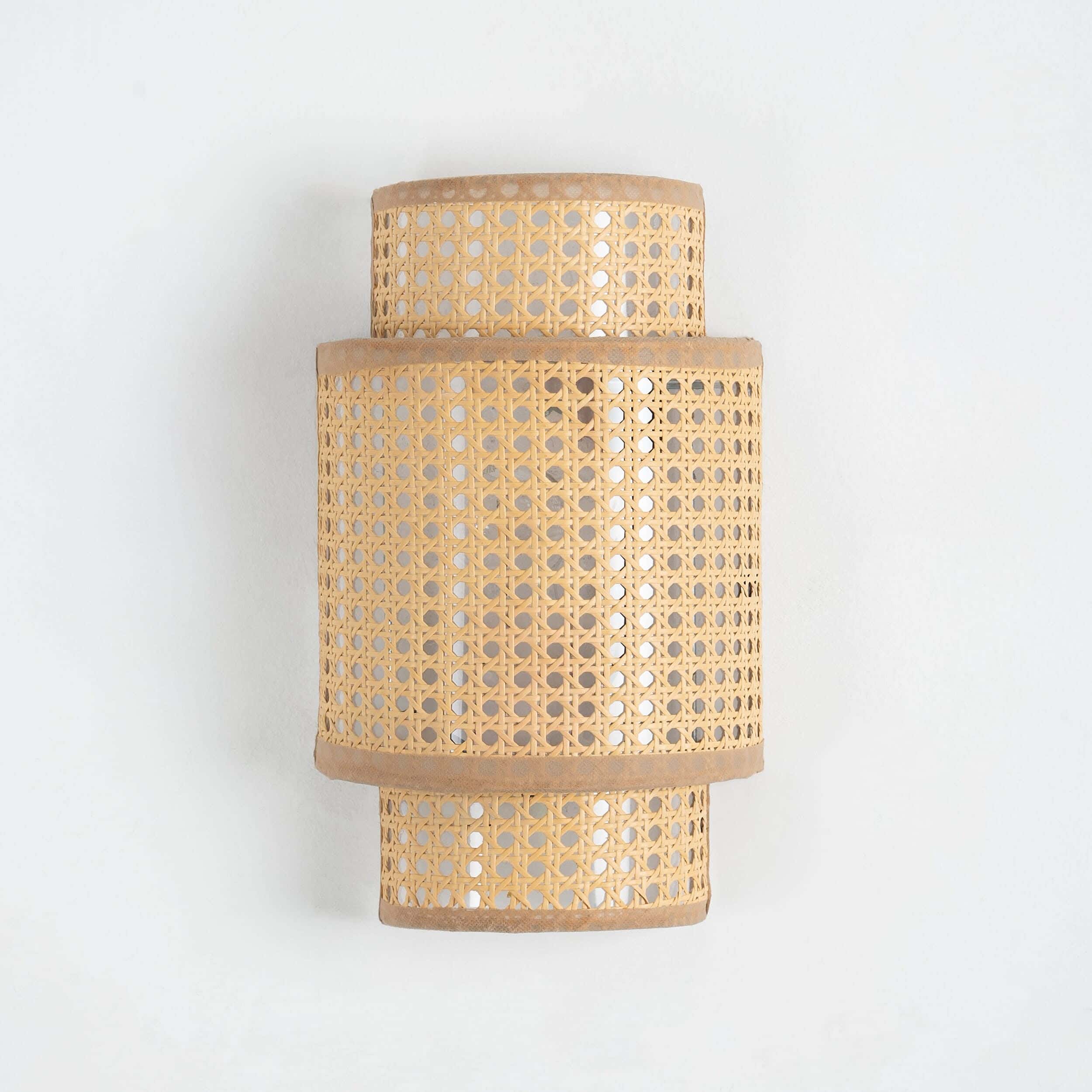 TBS Home Wall Lamp, Rattan, 30×15×30 cm - Beige