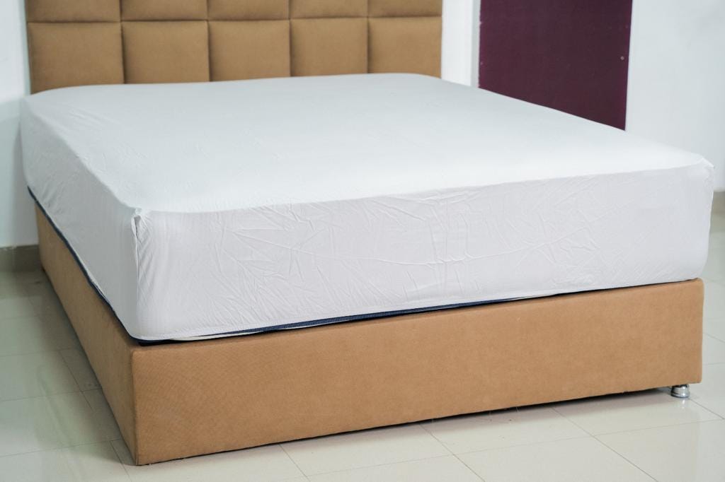 Hotel-Style Mattress Protector With Elastic, Melton Fabric, 200 X 110 Cm - White