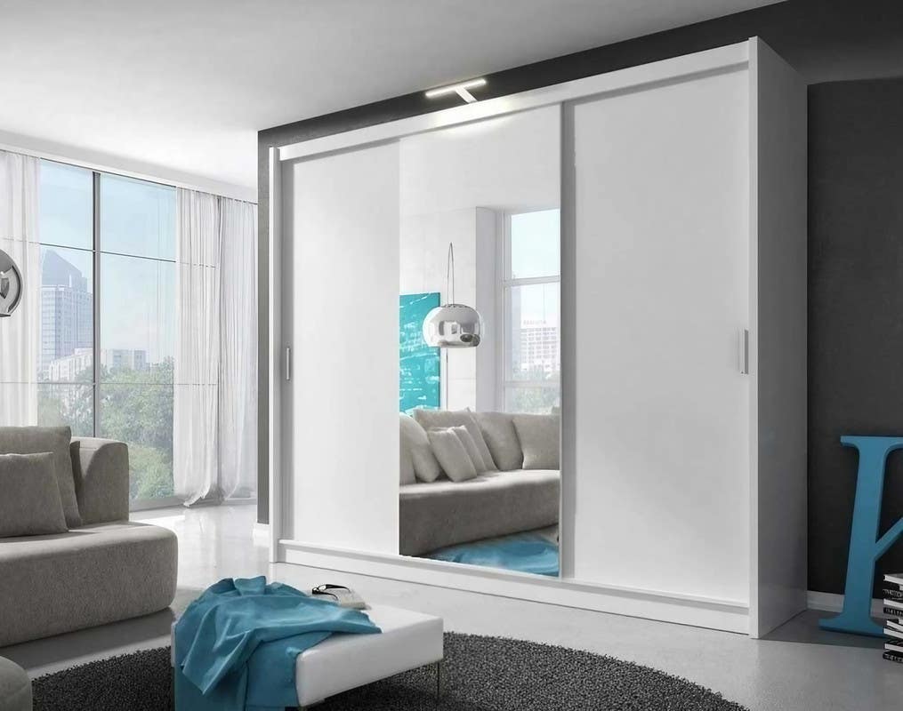 MDF Wooden Wardrobe, 3 Doors, 240x220x60 cm - White