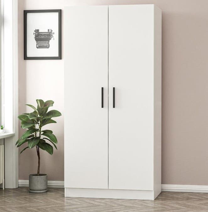 MDF Wood Wardrobe, 2 Shelves, 180X 80 X 42 Cm - White