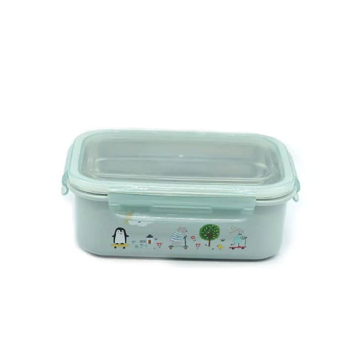 Stainless Steel Lunch Box with Spoon Inside - Green
