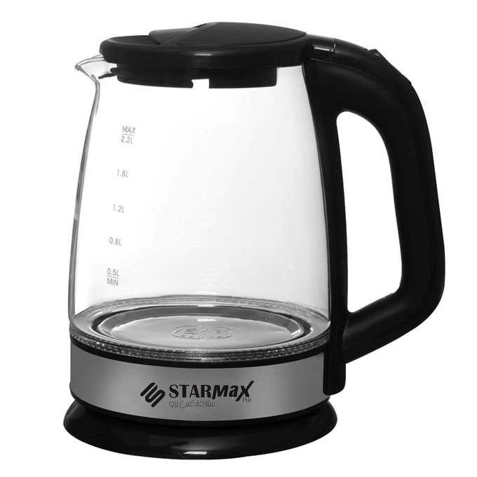 Star Max, SM-2626, Glass Electric Kettle, 2.2 Liters, 1500 Watt - Black