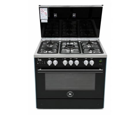 Unionaire Gas Cooker, 90 x 60 cm, 5 Burners, C69SS-GC-447-IDFSO-SO-PL-AL - Black