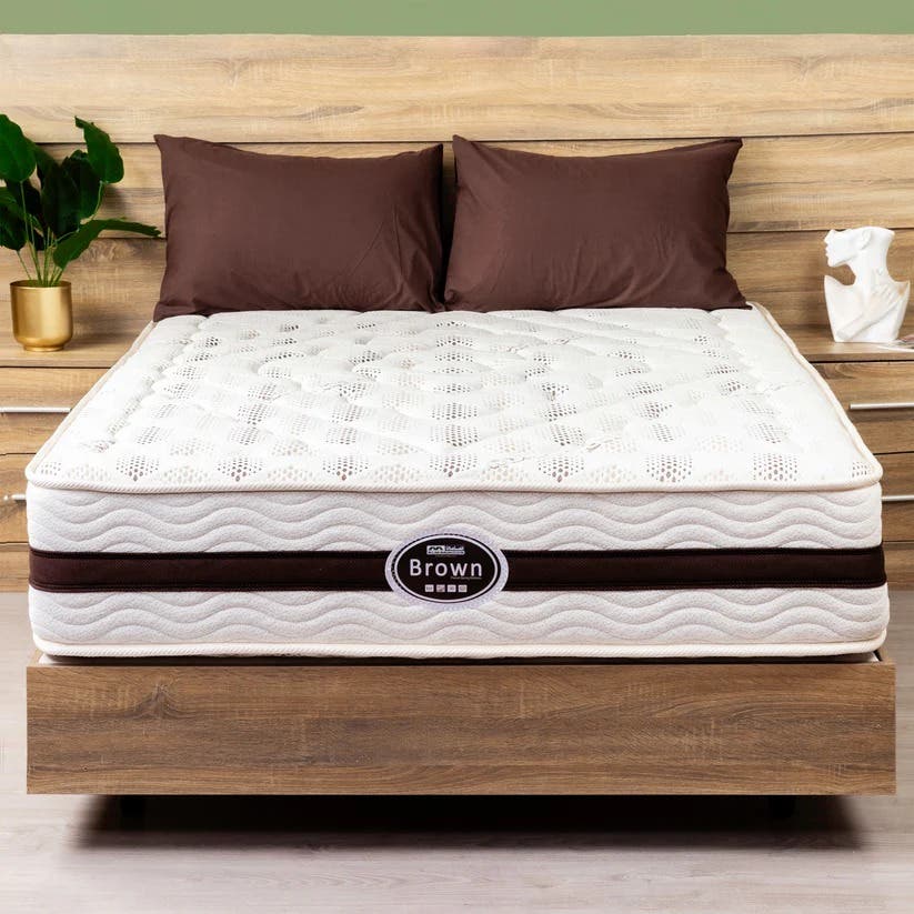 AlMamoun Brown Mattress, Separate Springs, 100x195 cm, Height 29 cm - White Brown