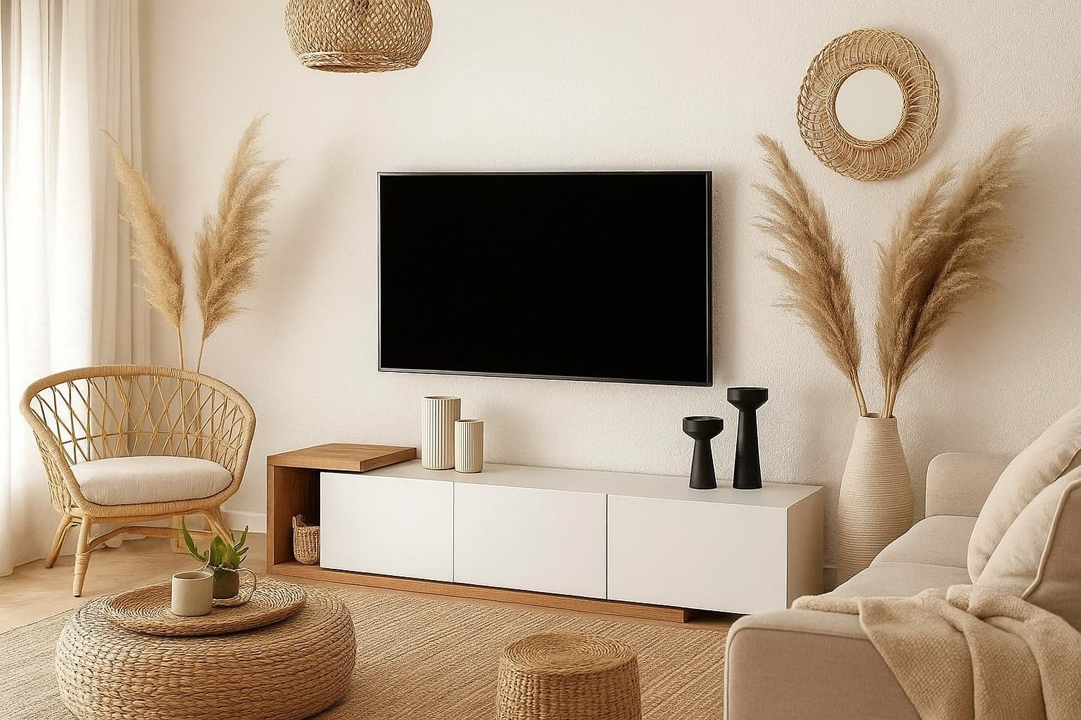 MDF Wood TV Table, 40x160x30 cm - White Brown