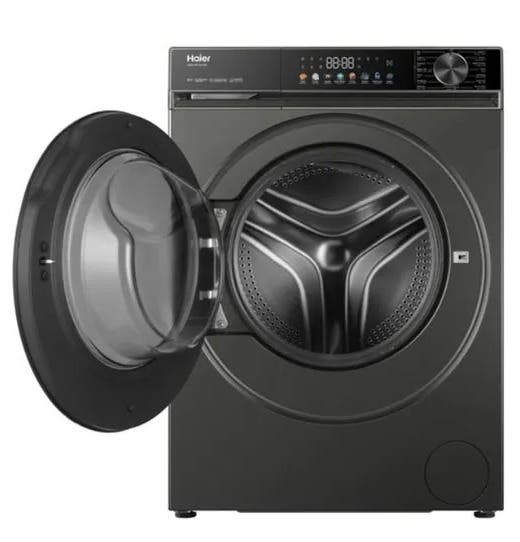 Haier HW90-BP14357S8 Automatic Washing Machine, Front Loading, 9 kg, Inverter, 1400 RPM, Digital with Steam - Dark Grey