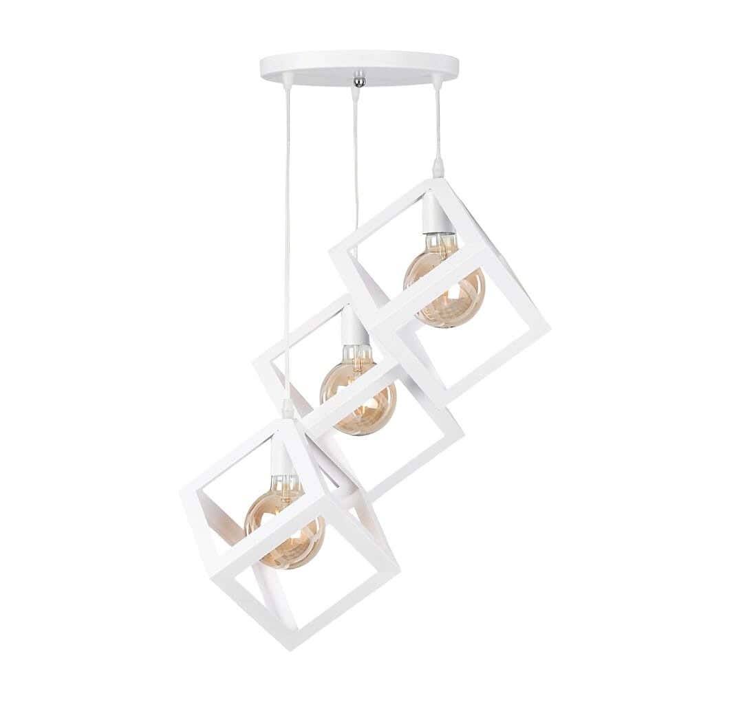 Metal Pendant, 3 Bulbs, 80×30 cm - White
