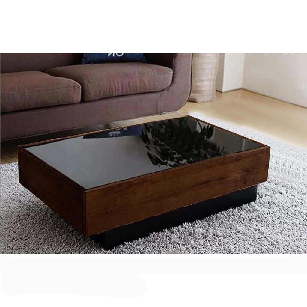 Spanish MDF wood coffee table, 40x120x50 cm - brown and black