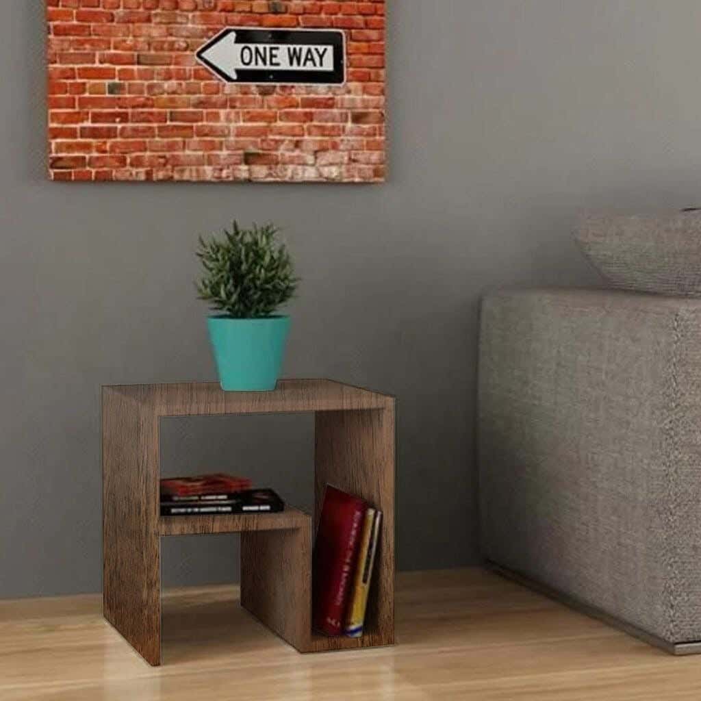Spanish MDF side table, 40x40x40 cm - brown