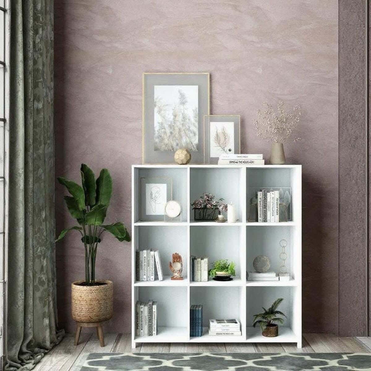 Spanish MDF wood bookcase, 80x80x30 cm - White