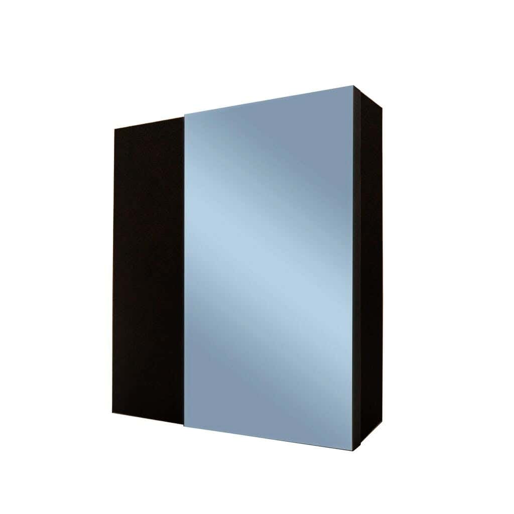Bathroom organizer with mirror, Spanish MDF wood, 50x50x10 cm - Black