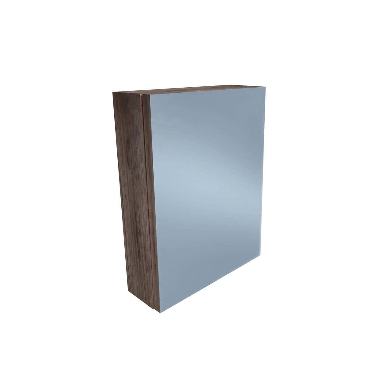Bathroom organizer with mirror, Spanish MDF wood, 50x35x10 cm - Brown