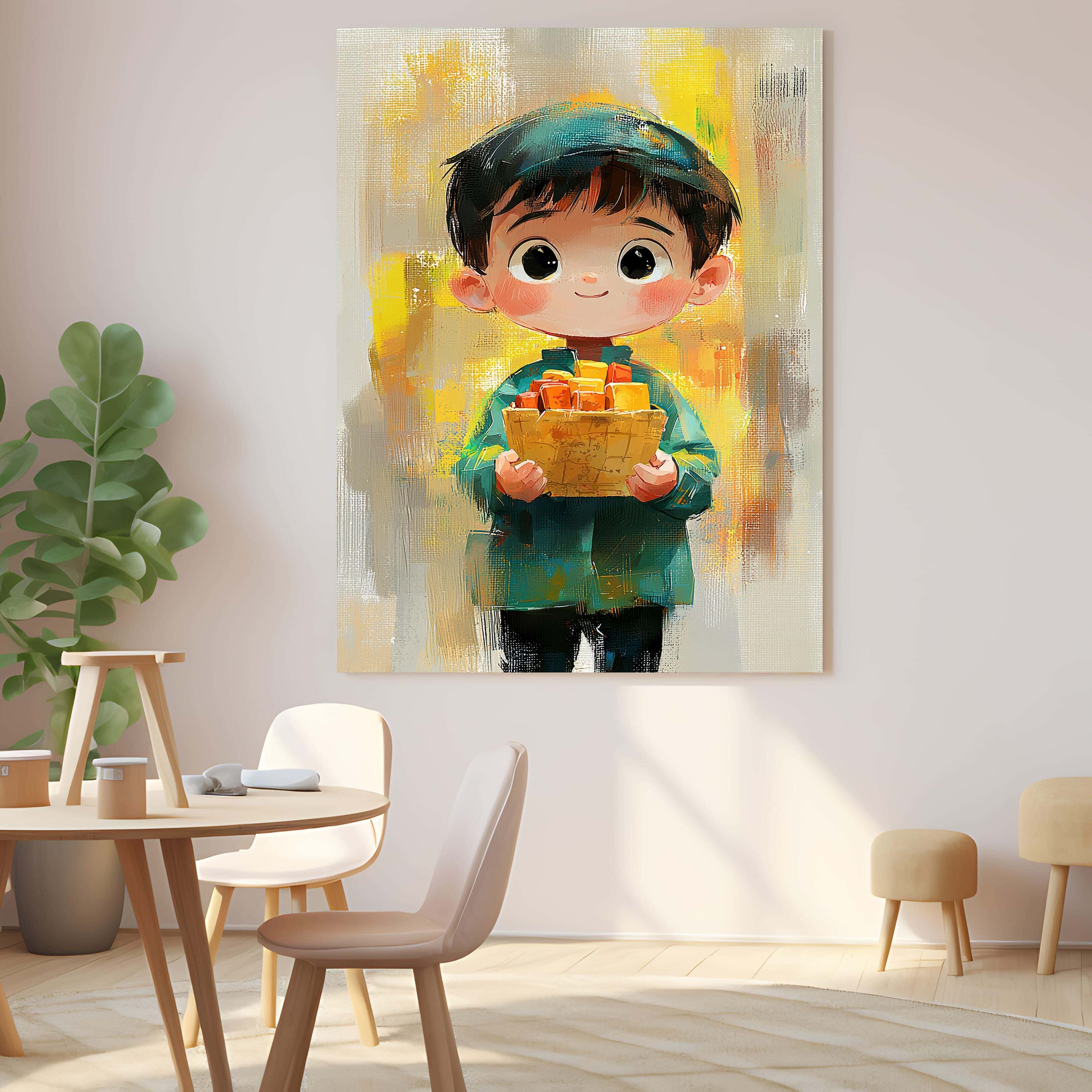Wooden canvas print, 60 x 40 x 2 cm - Multicolor