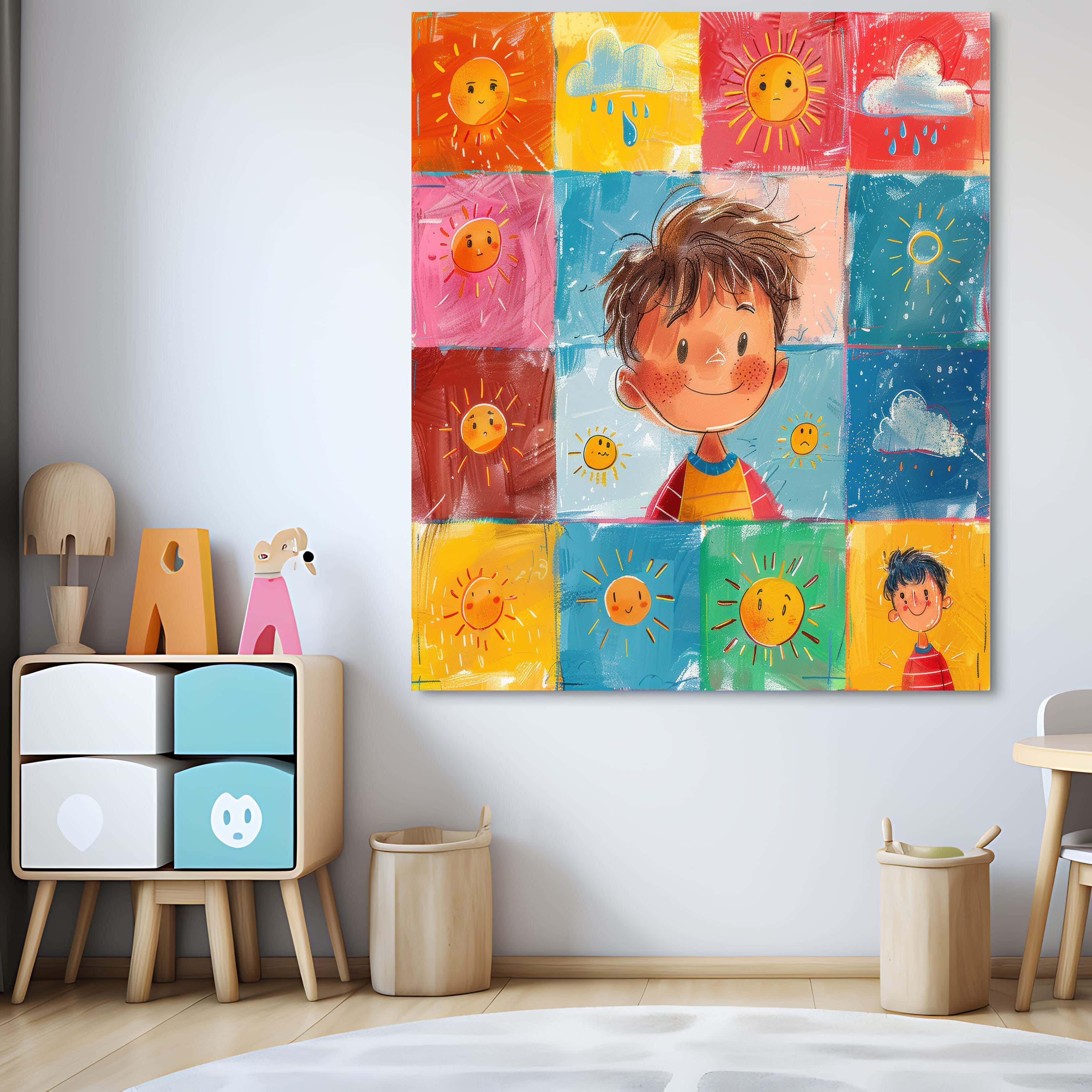 Wooden canvas print, 60 x 60 x 2 cm - Multicolor