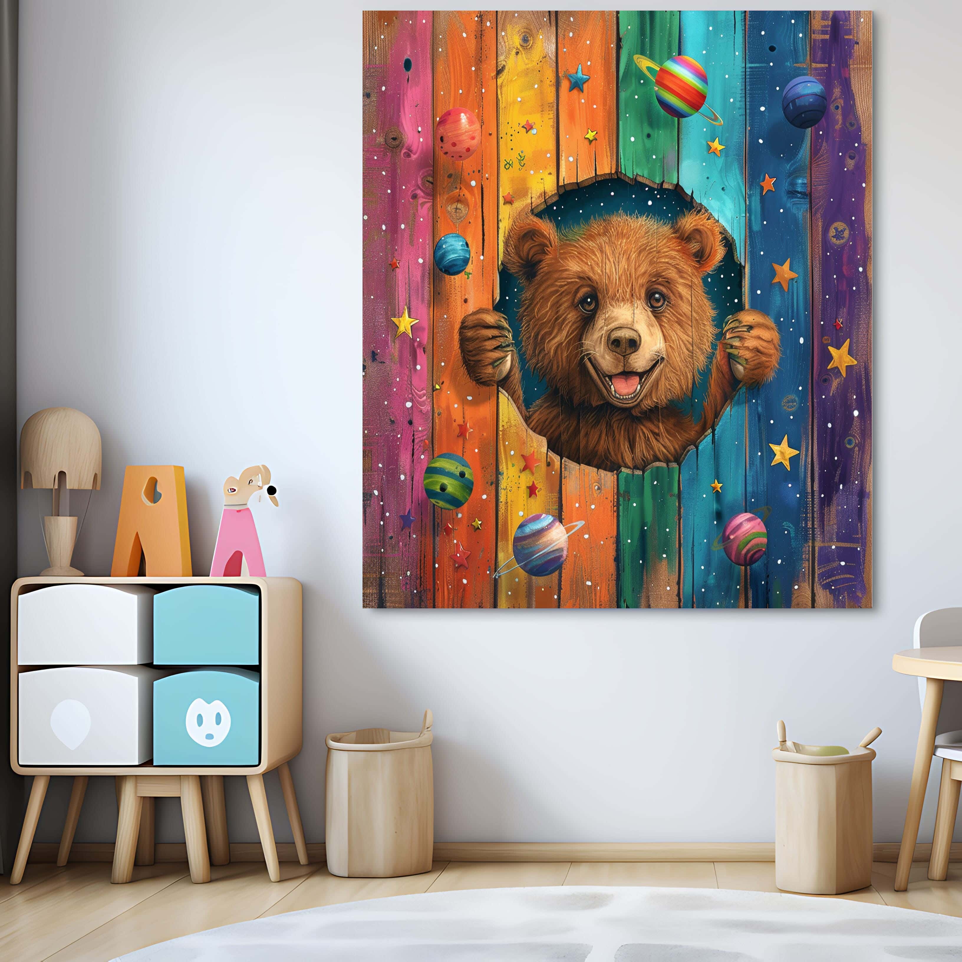 Wooden canvas print, 60 x 60 x 2 cm - Multicolor