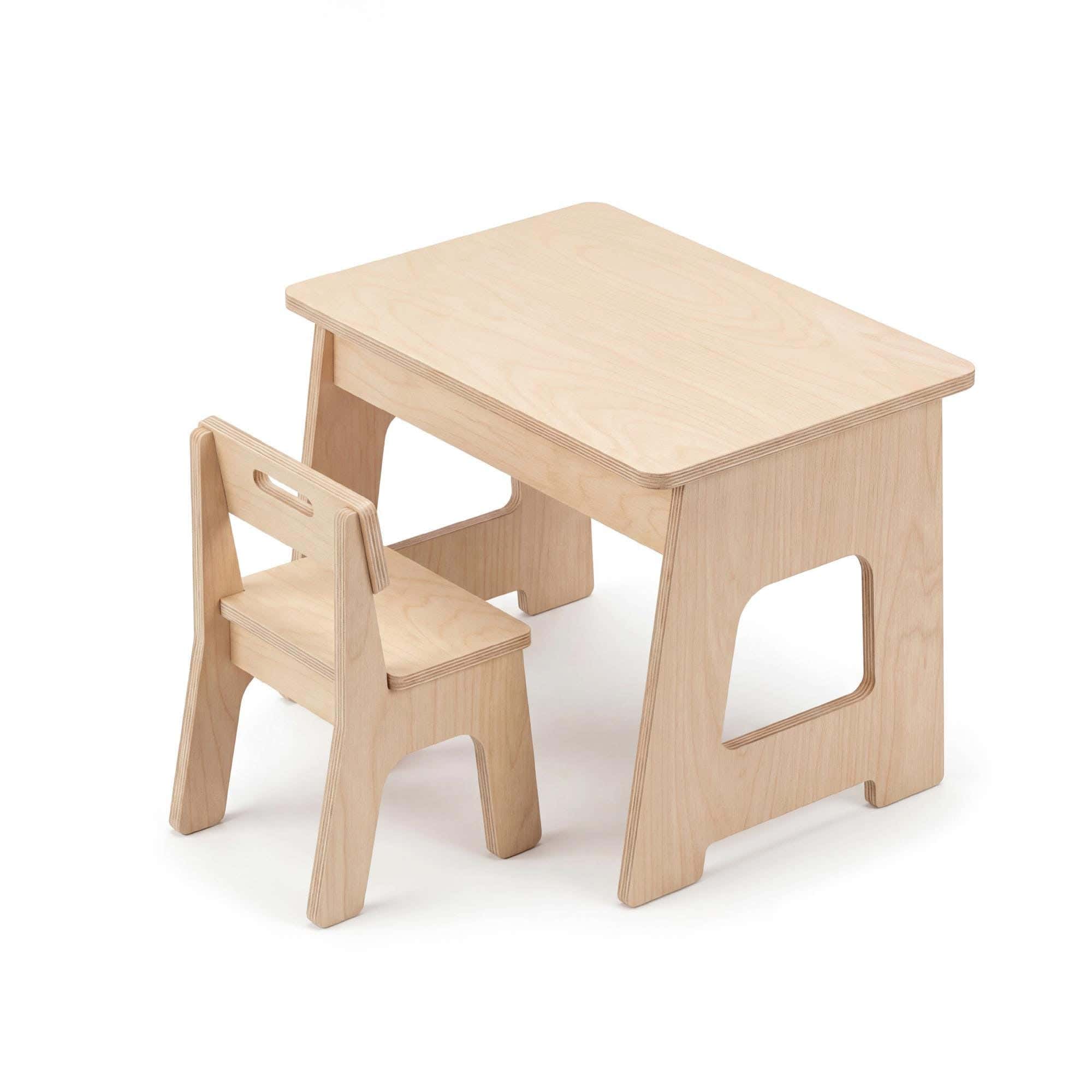 Modern children's table and chair set, Finnish wood, 50 x 60 x 40 cm - Beige