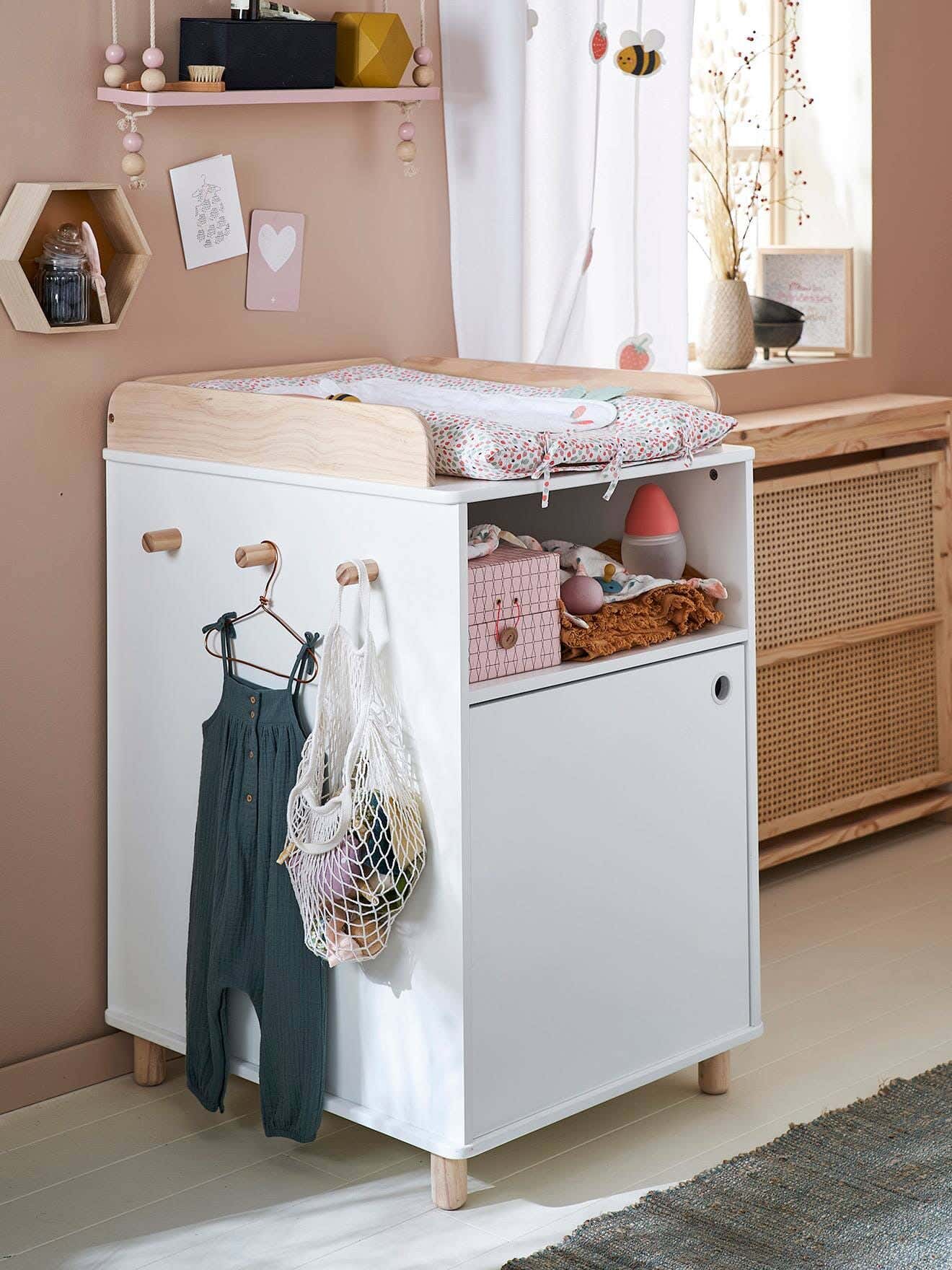 Changing organizer with storage compartment, MDF, 100 x 60 x 70 cm - White