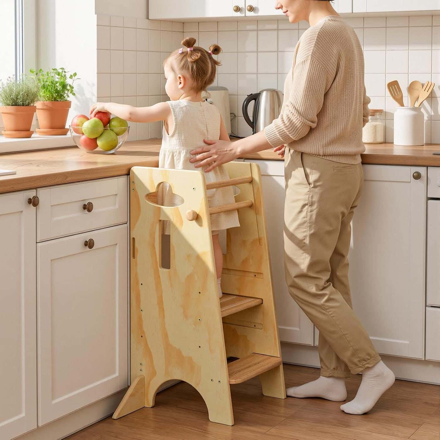 Children's ladder, Finnish wood, 90 x 45 x 40 cm - Beige