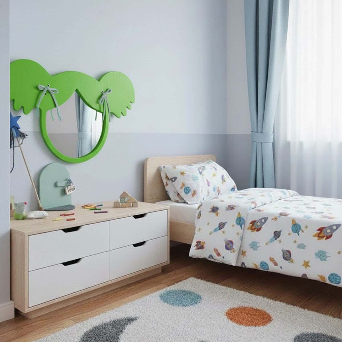 Children's wall mirror, MDF, 60 x 80 x 2 cm - Green