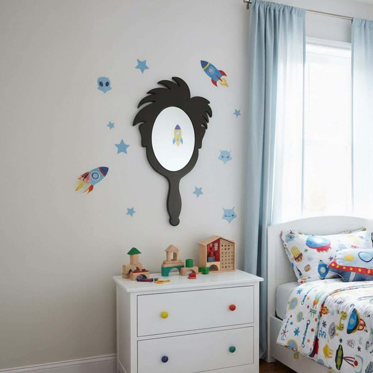 Children's wall mirror, MDF, 80 x 60 x 2 cm - Black