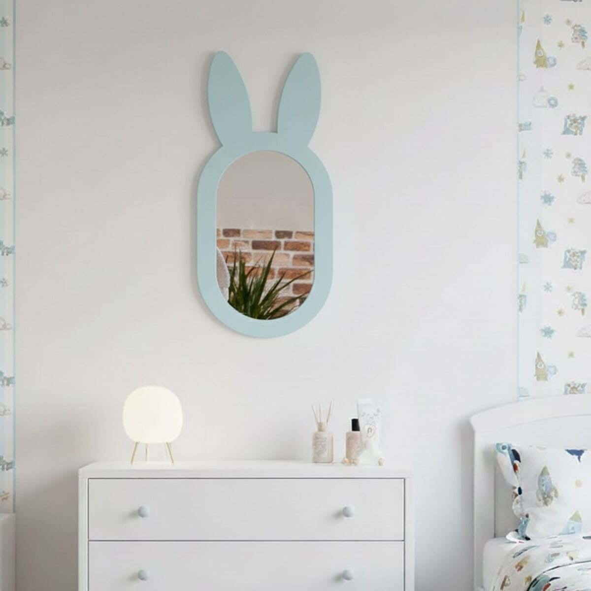 Children's wall mirror, MDF, 80 x 60 x 2 cm - light blue