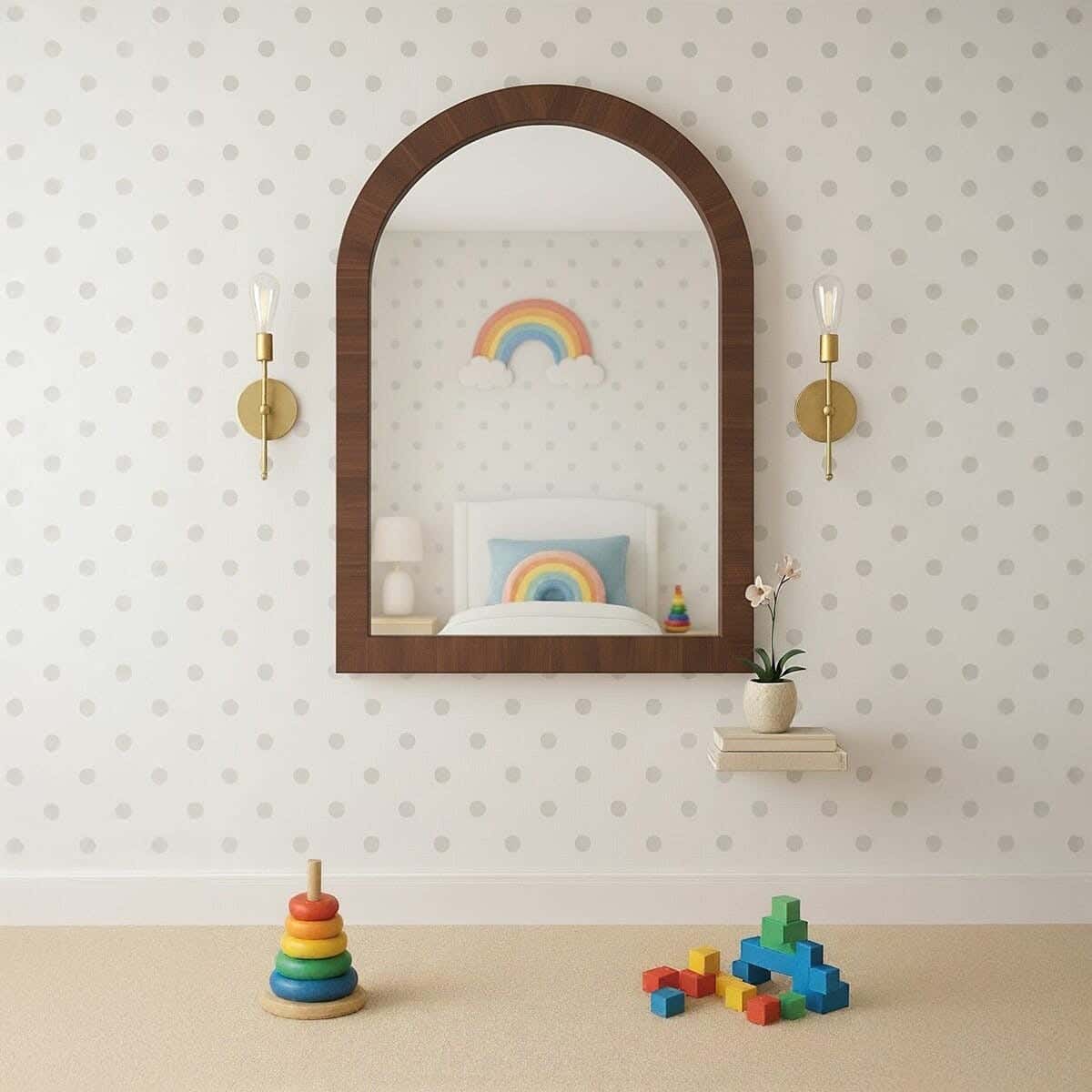 Children's wall mirror, MDF, 80 x 40 x 2 cm - Brown
