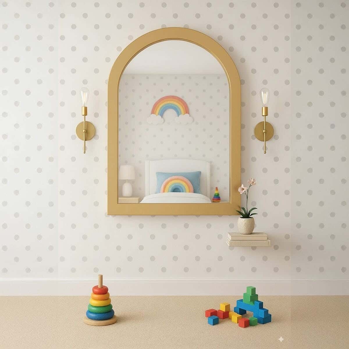 Children's wall mirror, MDF, 80 x 40 x 2 cm - Gold