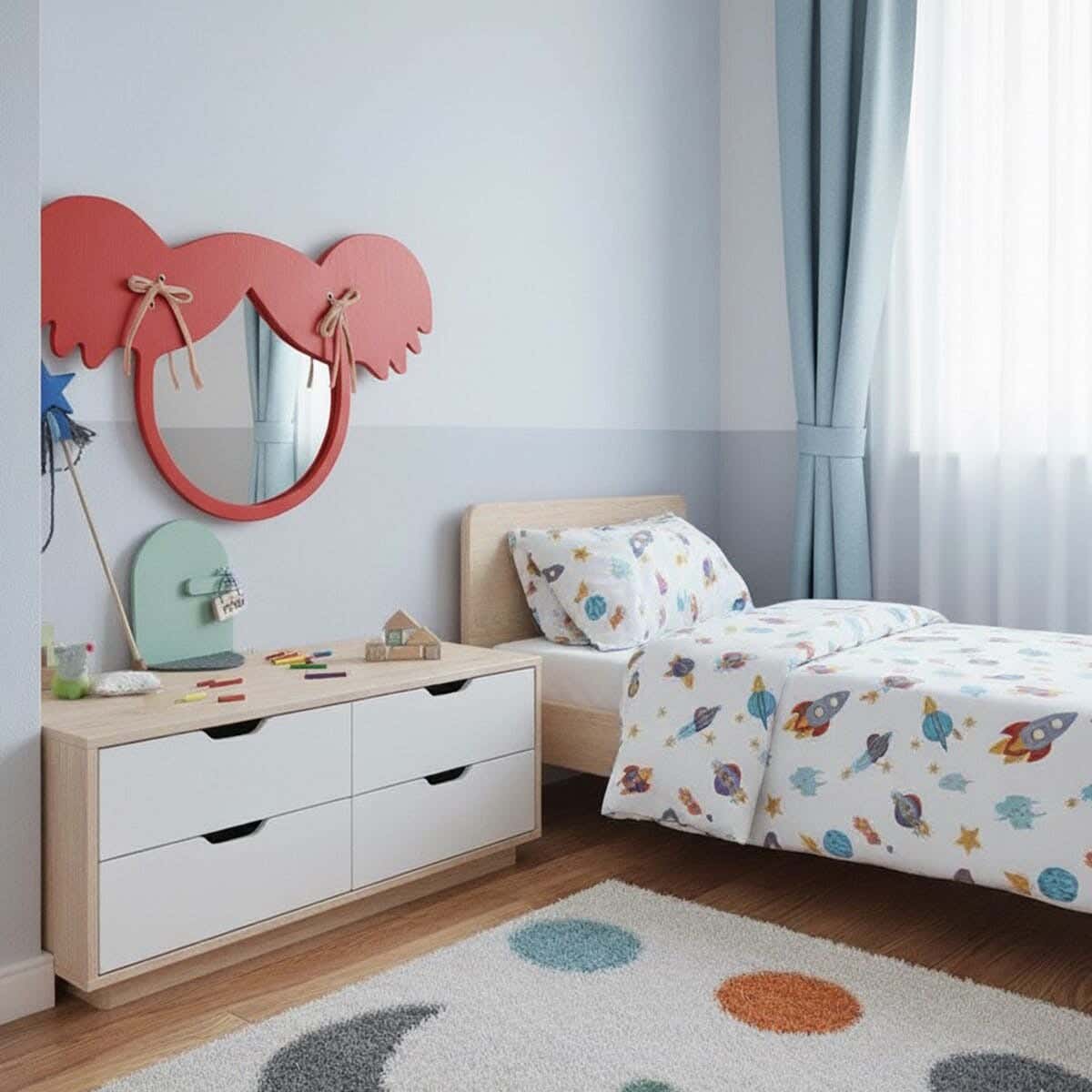 Children's wall mirror, MDF, 60 x 80 x 2 cm - Red