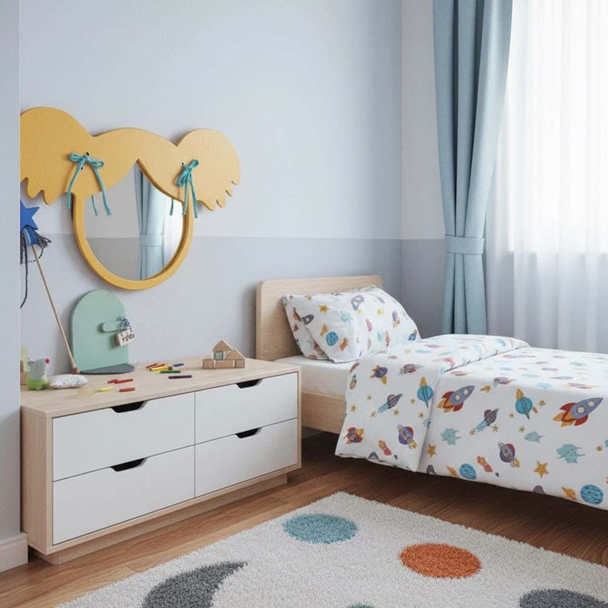 Children's wall mirror, MDF, 60 x 80 x 2 cm - Yellow