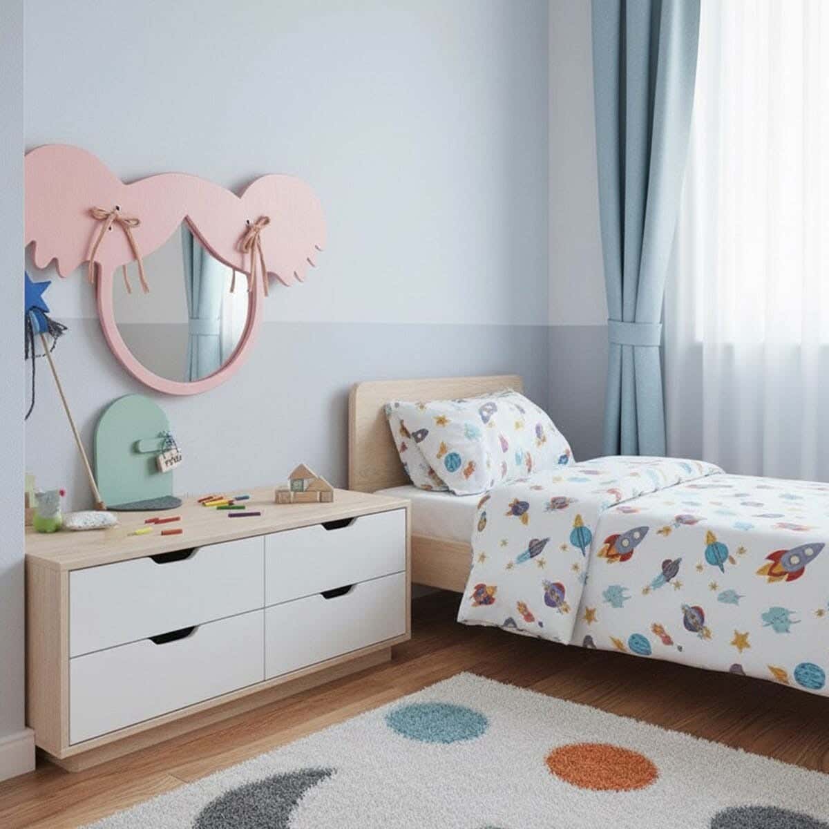 Children's wall mirror, MDF, 60 x 80 x 2 cm - Pink