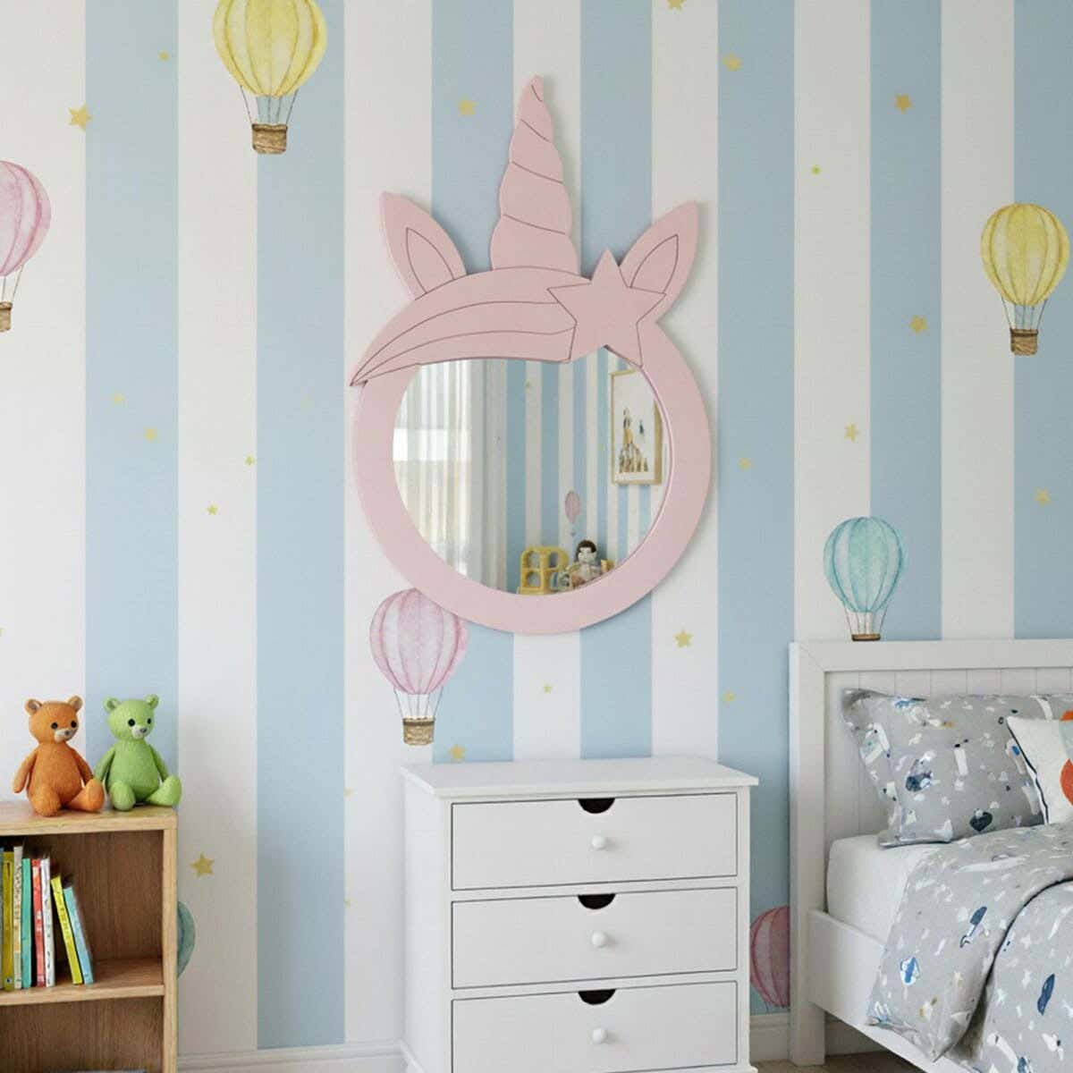 Children's wall mirror, MDF, 80 x 60 x 2 cm - Pink