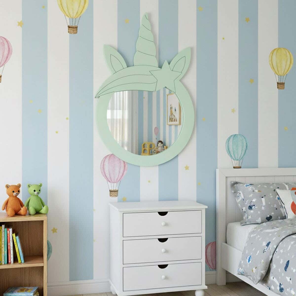 Children's wall mirror, MDF, 80 x 60 x 2 cm - Green