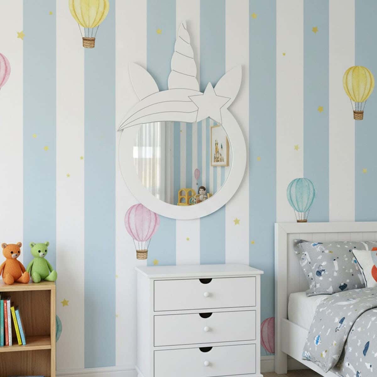 Children's wall mirror, MDF, 80 x 60 x 2 cm - White