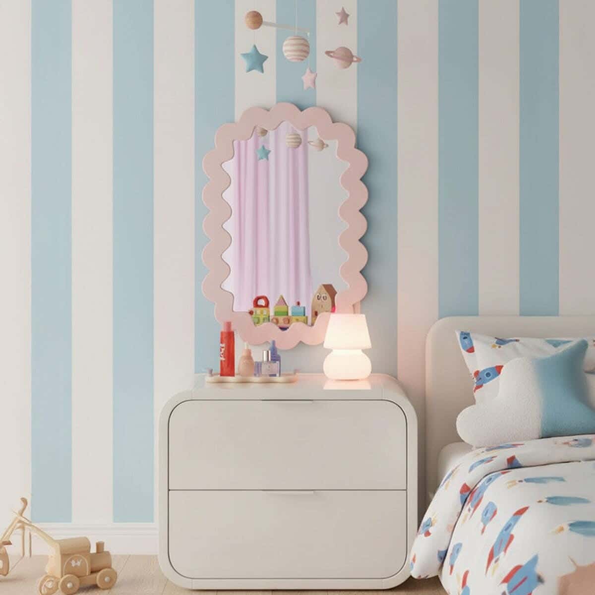 Children's wall mirror, MDF, 80 x 60 x 2 cm - Pink