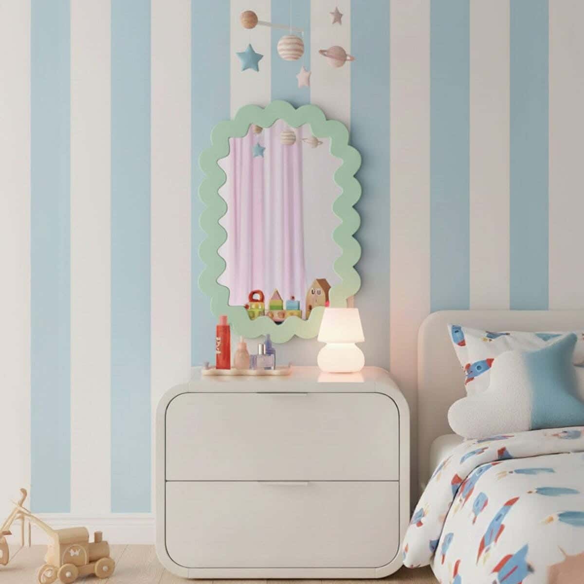 Children's wall mirror, MDF, 80 x 60 x 2 cm - Green