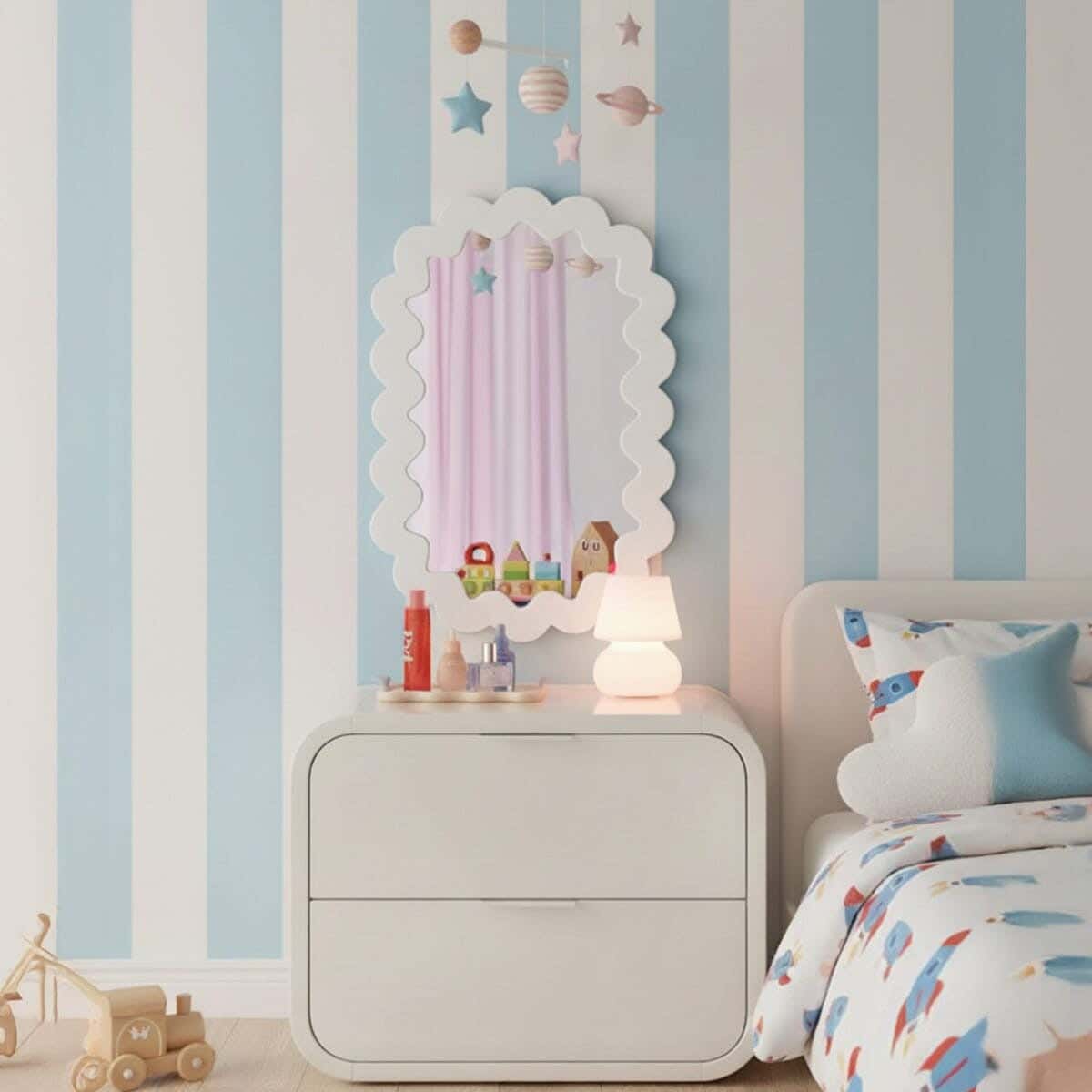 Children's wall mirror, MDF, 80 x 60 x 2 cm - White