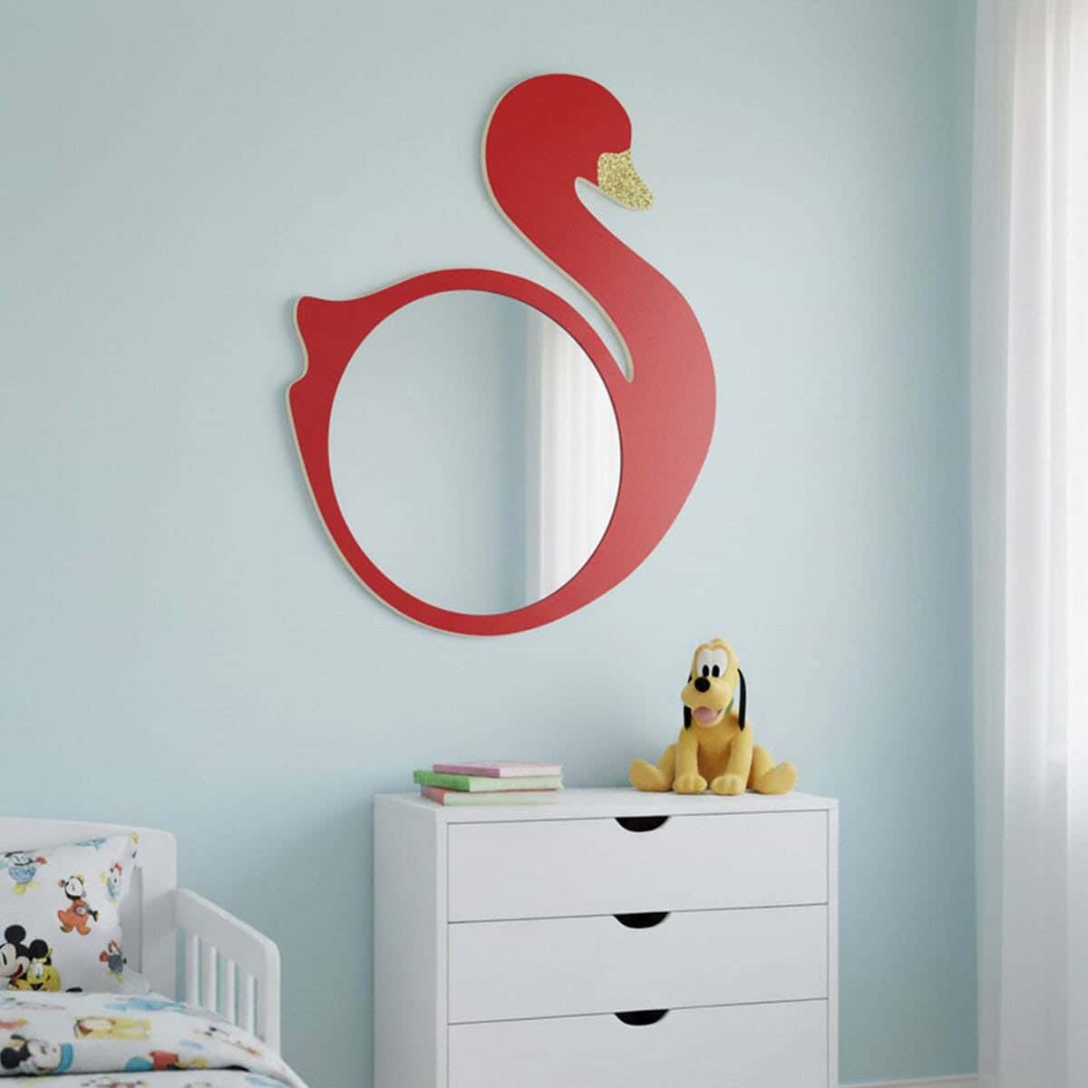 Children's stand mirror, MDF, 80 x 60 x 2 cm - Red