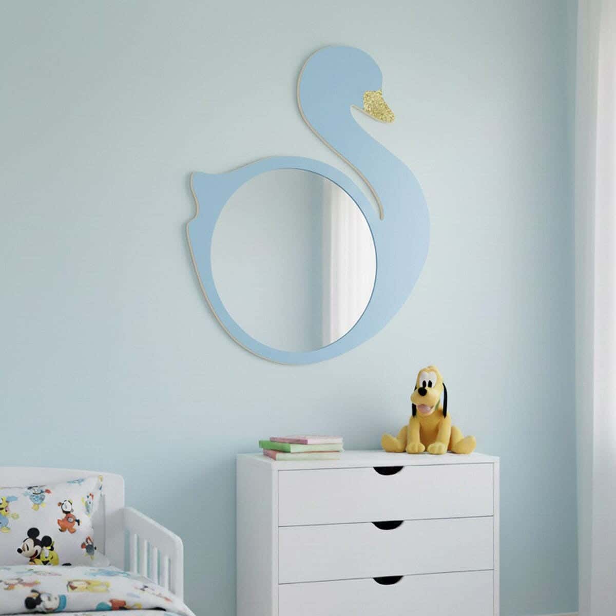 Children's stand mirror, MDF, 80 x 60 x 2 cm - Light Blue
