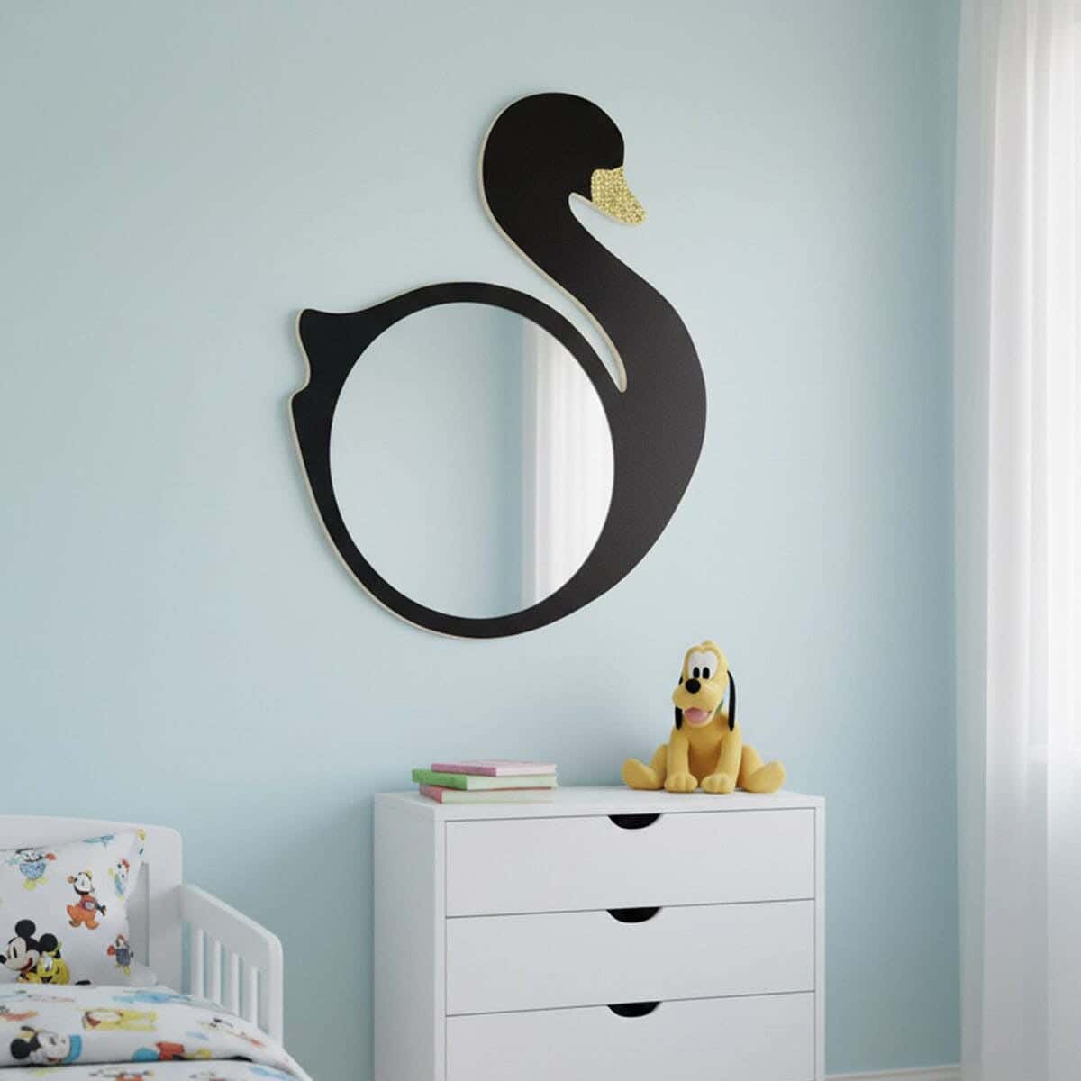 Children's stand mirror, MDF, 80 x 60 x 2 cm - Black
