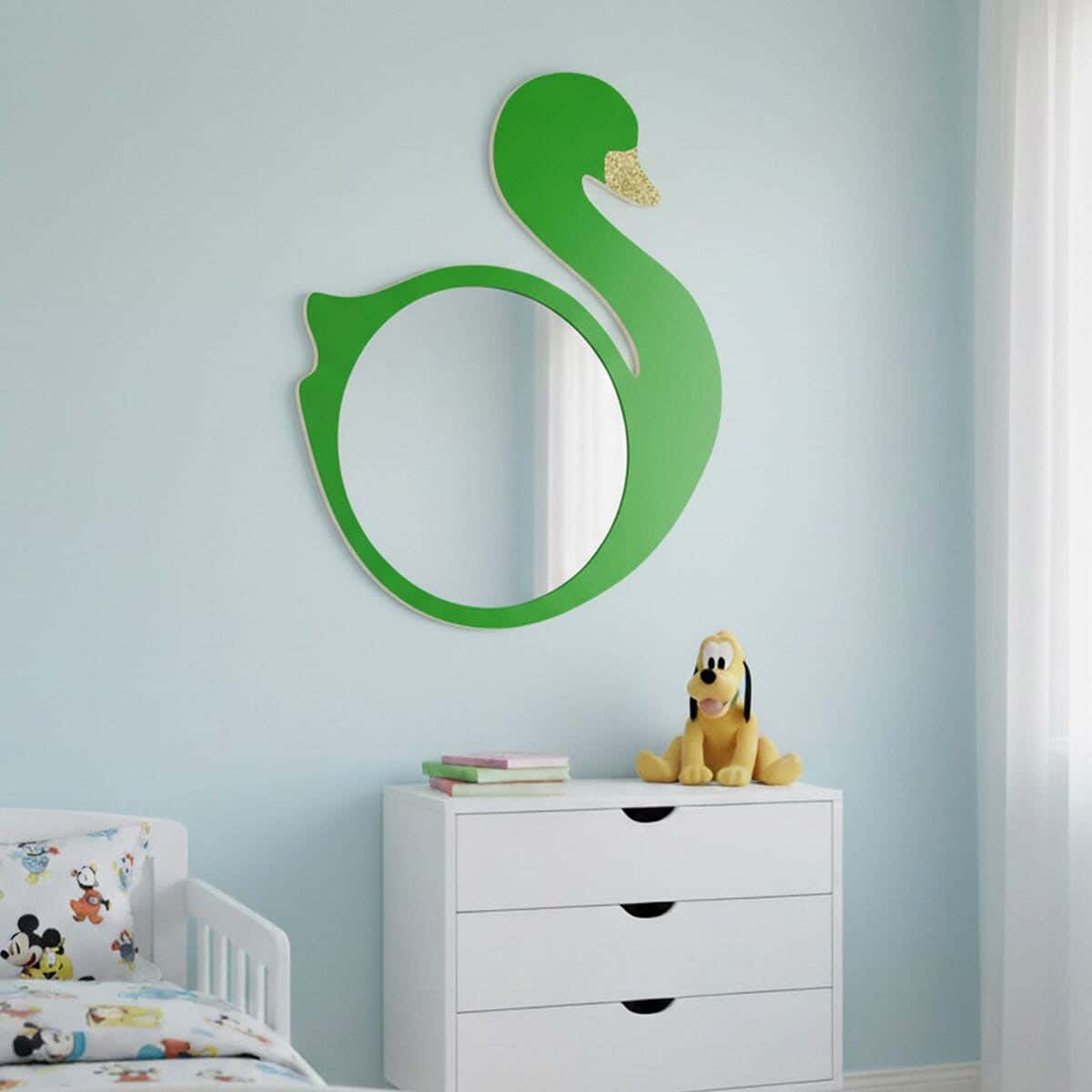 Children's stand mirror, MDF, 80 x 60 x 2 cm - Green