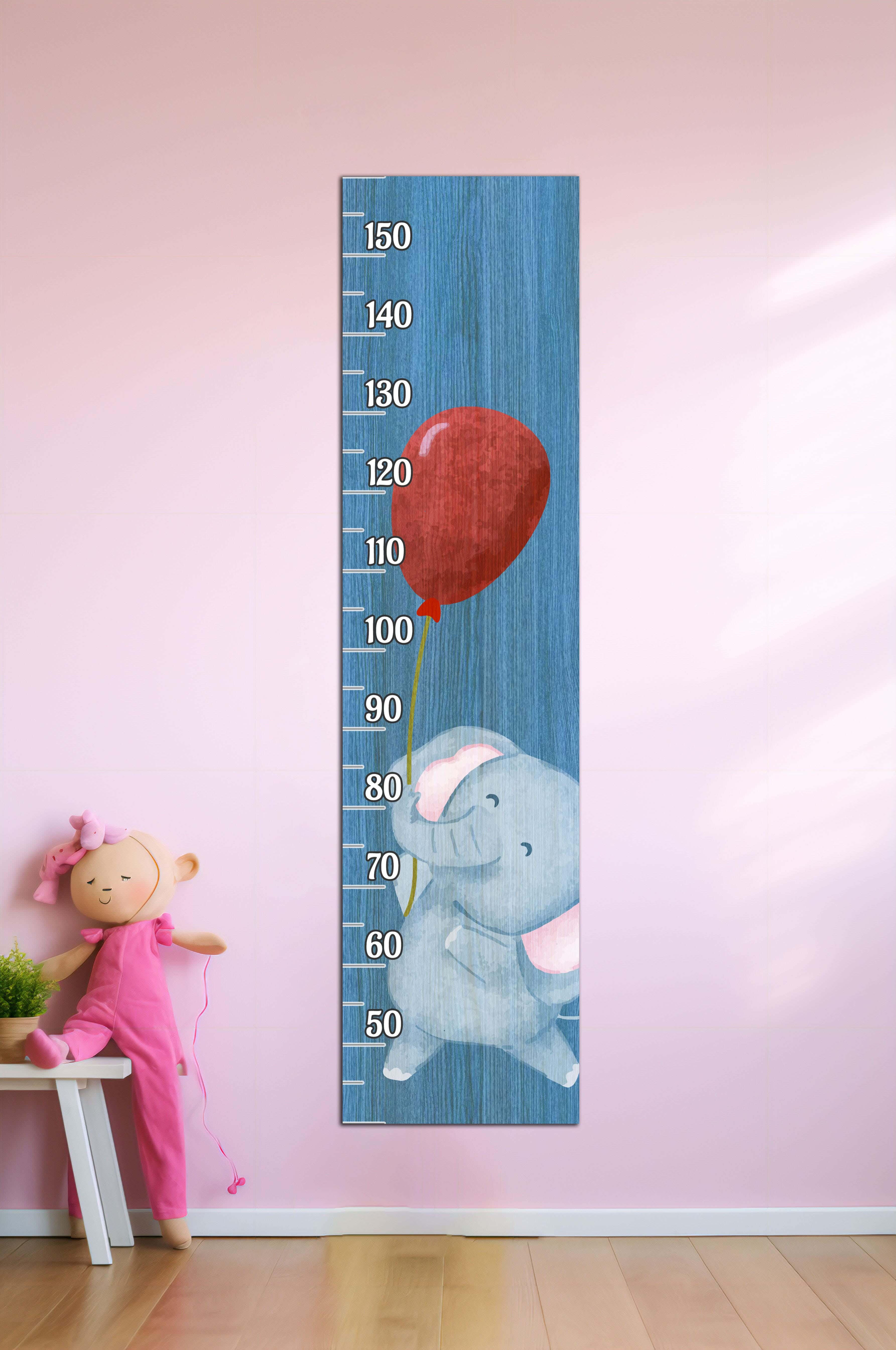 Children's wall decor in the shape of a measuring ruler, MDF, 120 x 30 x 2 cm - Multicolor