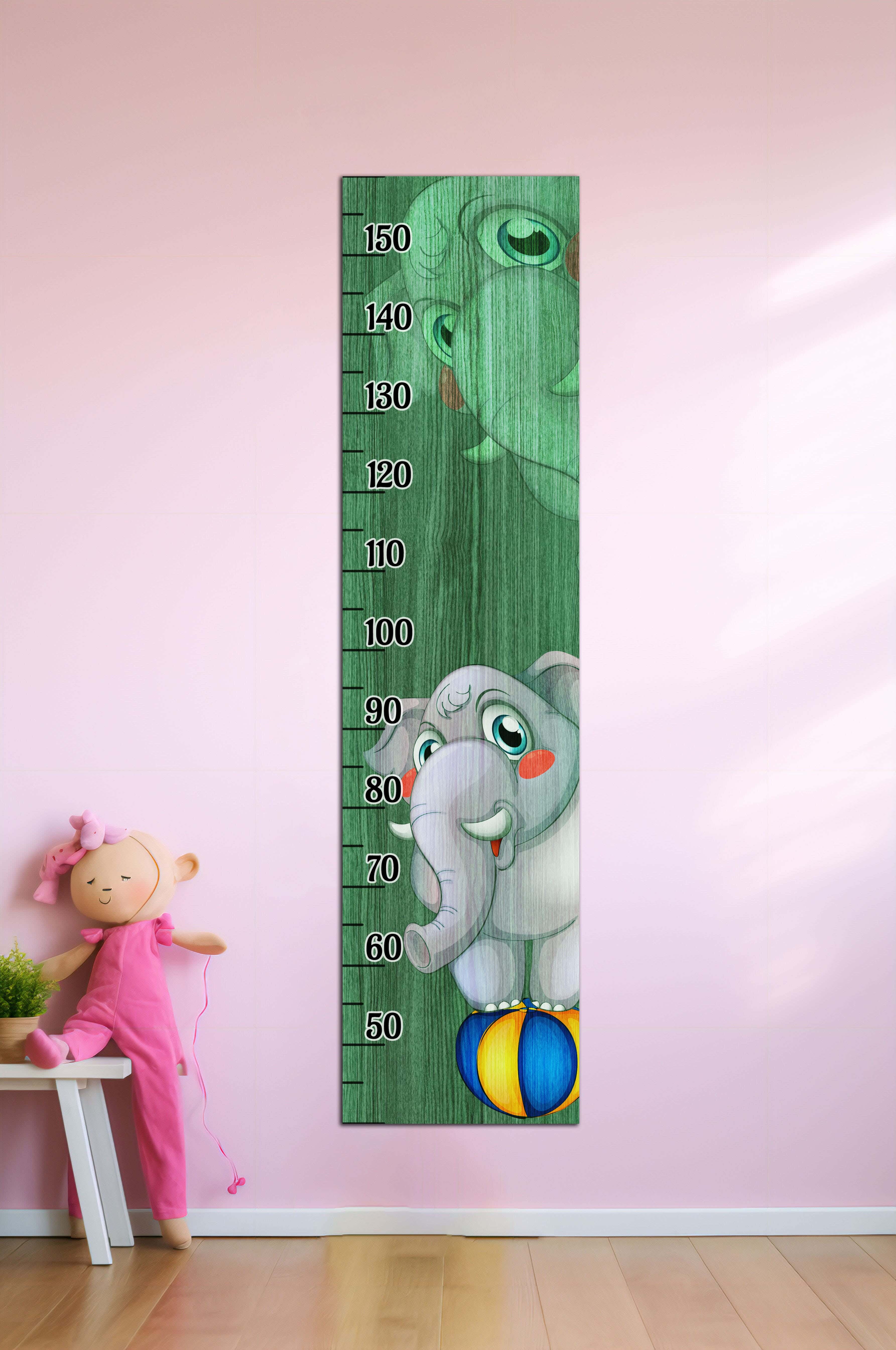 Children's wall decor in the shape of a measuring ruler, MDF, 120 x 30 x 2 cm - Multicolor