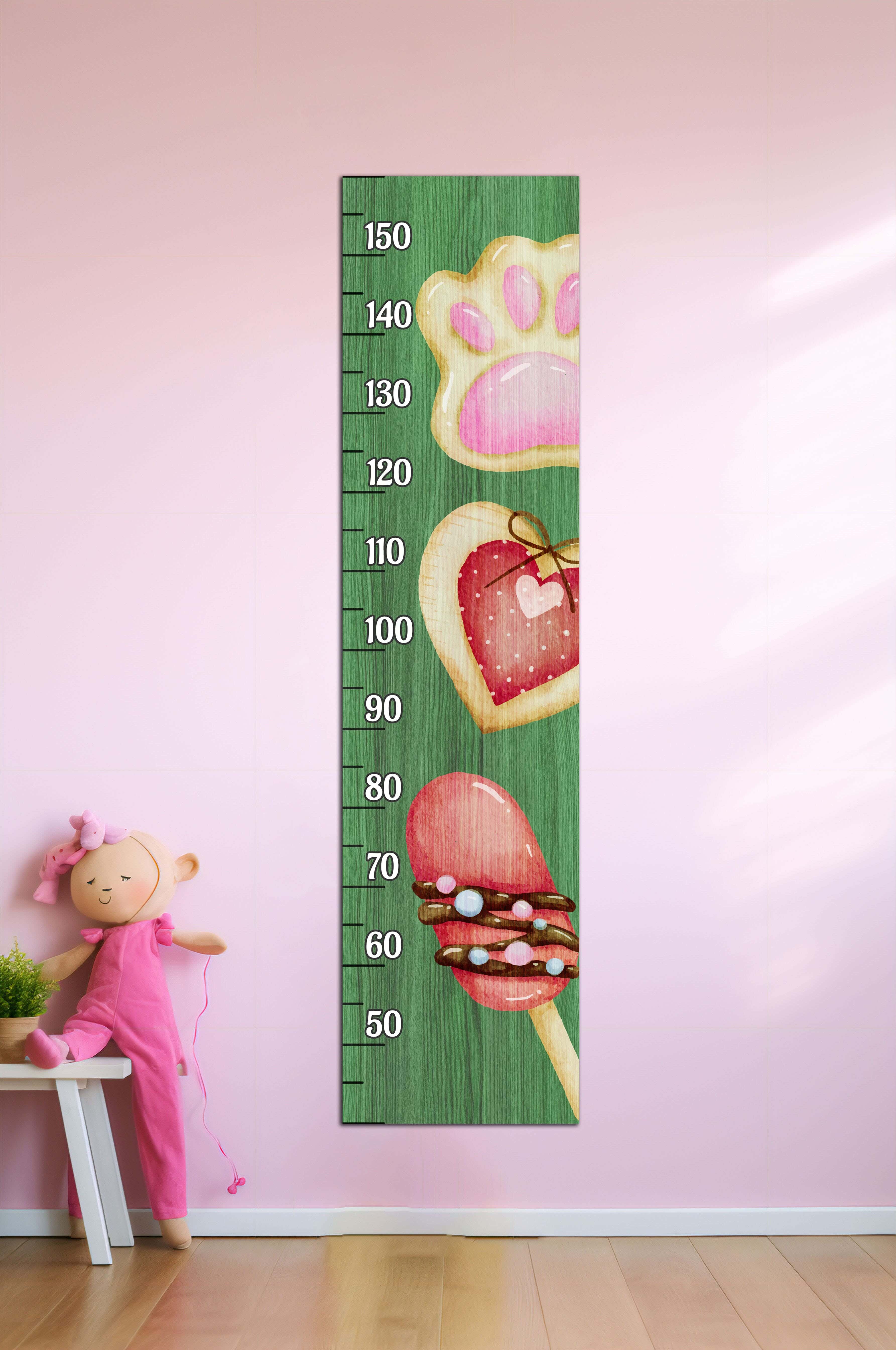 Children's wall decor in the shape of a measuring ruler, MDF, 120 x 30 x 2 cm - Multicolor